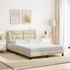 vidaXL Bed Frame with LED without Mattress "Hvar" Cream 120x200 cm Fabric
