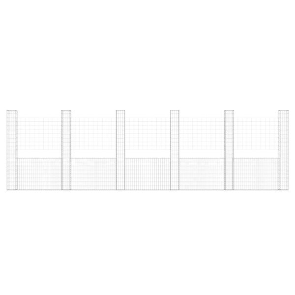 vidaXL U-formad gabionkorg med 6 stolpar j&auml;rn 620x20x200 cm