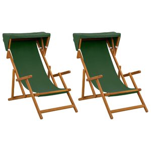 vidaXL Deck Chair 2 st 3 Position Massiv Eukalyptus Tr&auml; Gr&ouml;n