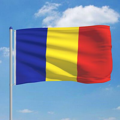 vidaXL Rumäniens flagga och flaggstång i aluminium 6 m