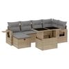 vidaXL Matgrupp f&ouml;r tr&auml;dg&aring;rden med dynor 7 delar beige konstrotting