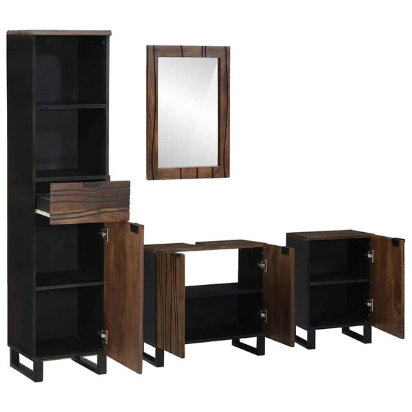 vidaXL Badrumsmöbelset med låda med hylla 4 pcs Vit Konstruerat trä