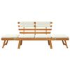 vidaXL Trädgårdsbänk med dynor 2-i-1 190 cm massivt akaciaträ