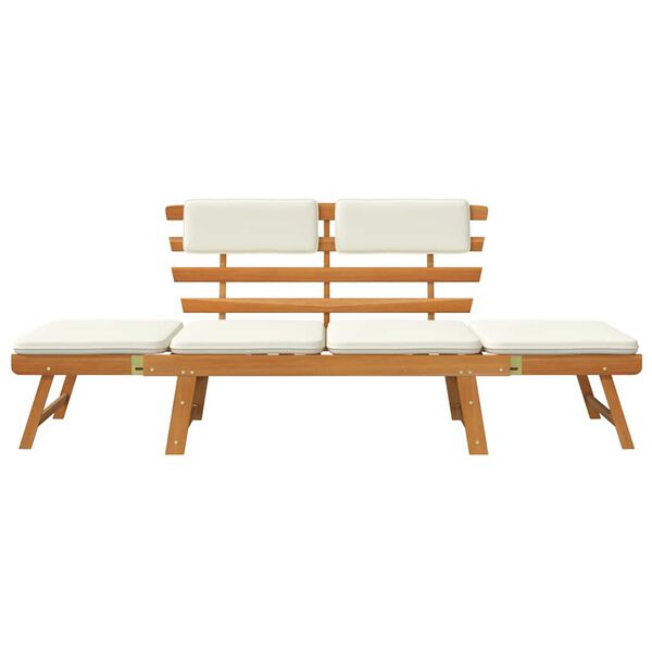 vidaXL Trädgårdsbänk med dynor 2-i-1 190 cm massivt akaciaträ