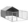 vidaXL Hundkoja f&ouml;r utomhusbruk med g&aring;rd 4x2x1,5 m galvaniserat st&aring;l
