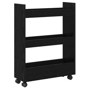 vidaXL Smal f&ouml;rvaringsvagn Svart Ek 60 x 22 x 80 cm Konstruerat tr&auml;