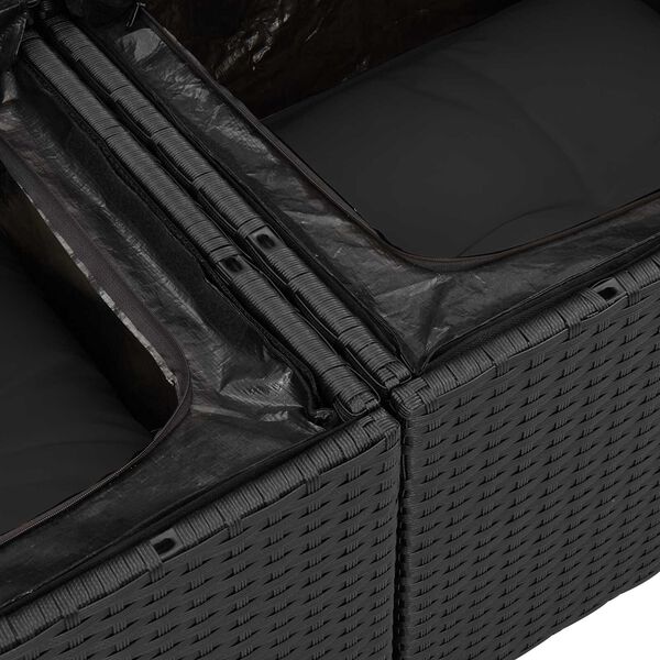 vidaXL Tr&auml;dg&aring;rdsoffset med lagring 8 pcs Svart konstrotting