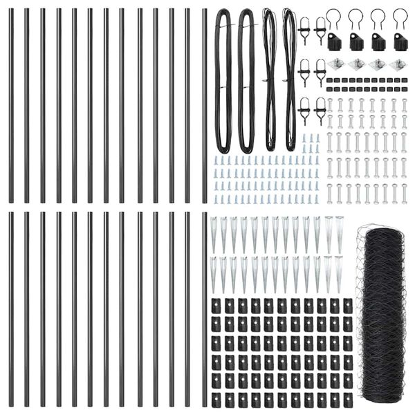 vidaXL St&auml;ngselstolpe Gr&aring; 50 x 0,5 m (36 mm n&auml;t) St&aring;l och PVC