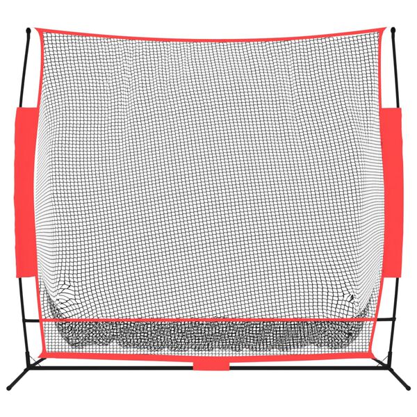 vidaXL Portabelt baseballnät svart och röd 215x107x216 cm polyester