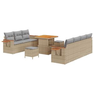 vidaXL Tr&auml;dg&aring;rdsoffset med kudde 10 pcs Beige och Ljusgr&aring;