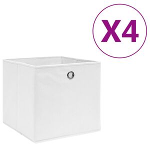 vidaXL F&ouml;rvaringsl&aring;dor 4 st non-woven tyg 28x28x28 cm vit
