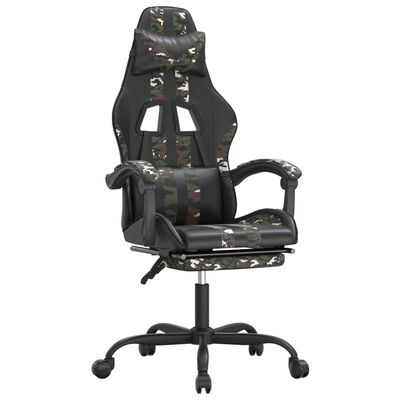 vidaXL Gamingstol med fotstöd svart och kamouflage konstläder