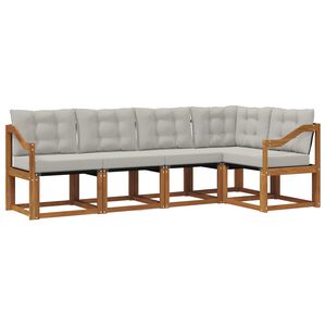 vidaXL Utomhussoffset med kudde 5 pcs Naturlig och Ljus Gr&aring;