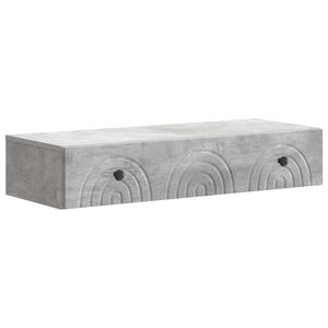 vidaXL V&auml;ggmonterad sidobord Betonggr&aring; 87,5 x 34,5 x 17 cm