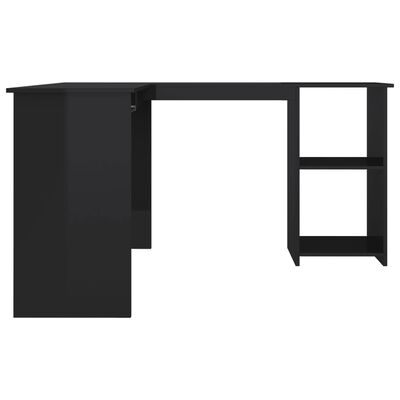 vidaXL Skrivbord L-format svart högglans 120x140x75 cm konstruerat trä