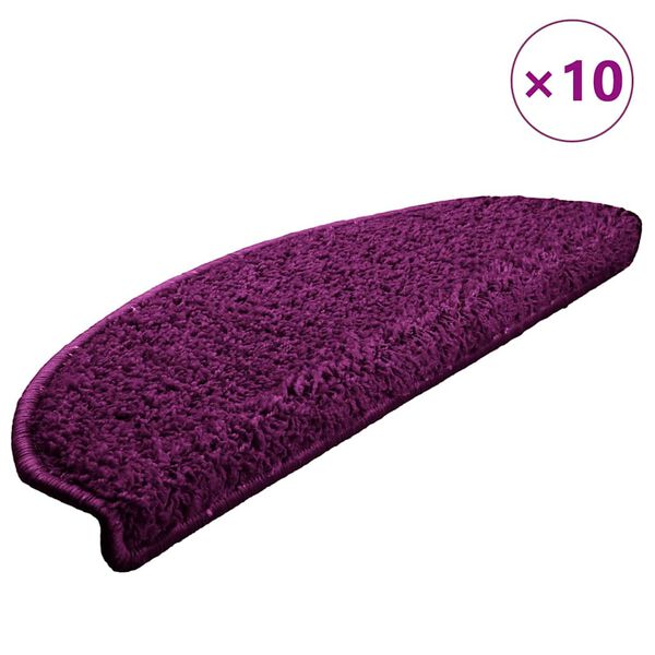 vidaXL Trappmattor 10 st 65x21x4 cm violett halvrunda stora