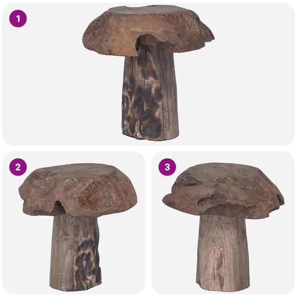 vidaXL Pall Naturf&auml;rg 35 x 35 x 35 cm Massivt teaktr&auml;