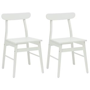 vidaXL Matstol 2 st Massiv Gummitr&auml; Vit 43 x 44,5 x 77 cm