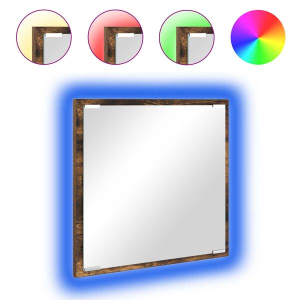 vidaXL LED Badrumsspegel Rökt ek 40 x 37 x 8.5 cm Konstruerat trä