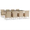 vidaXL Matgrupp f&ouml;r tr&auml;dg&aring;rden med dynor 9 delar beige konstrotting