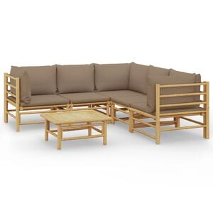 vidaXL Loungegrupp 6 delar taupe dynor bambu