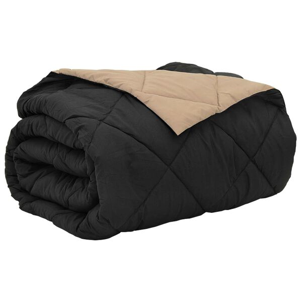 vidaXL Sommar Duvet Svart och Taupe 220 x 260 cm Mikrofiber