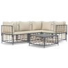 vidaXL Loungegrupp 5 delar med dynor antracit konstrotting