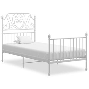 vidaXL S&auml;ngram utan madrass vit metall 90x200 cm