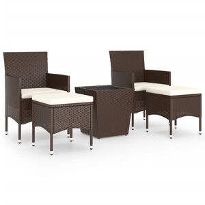 vidaXL Caf&eacute;set 5 delar konstrotting och h&auml;rdat glas brun