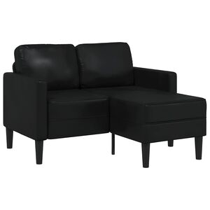 vidaXL 2-sitssoffa med sch&auml;slong L-formad svart 125 cm konstl&auml;der