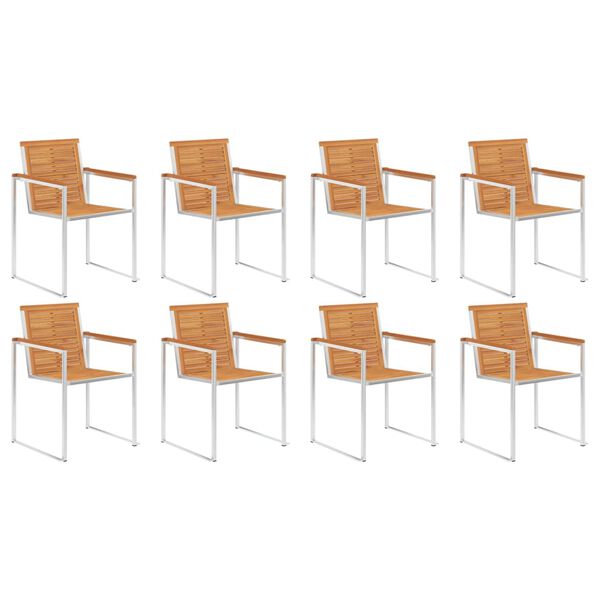 vidaXL Trädgårdsstolar med dynor 8 st massivt akaciaträ