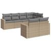vidaXL Matgrupp f&ouml;r tr&auml;dg&aring;rden med dynor 7 delar beige konstrotting