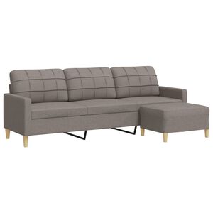 vidaXL 3-sitssoffa med fotpall Taupe 210 cm tyg