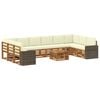 vidaXL Utomhussoffset med kudde 11 pcs Naturlig och Gr&auml;dde Polyester