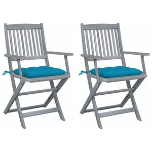 vidaXL Hopf&auml;llbara stolar 2 st med dynor i massivt akaciatr&auml;