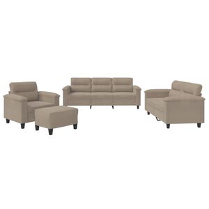 vidaXL Soffgrupp med kuddar 4 delar taupe mikrofibertyg