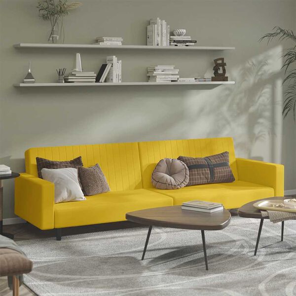 vidaXL Bäddsoffa 2-sits gul sammet