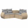 vidaXL Soffset 5 st Beige och Ljusgr&aring; Poly Rattan och st&aring;l