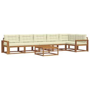 vidaXL Utomhussoffset med kudde 7 pcs Naturlig och Gr&auml;dde