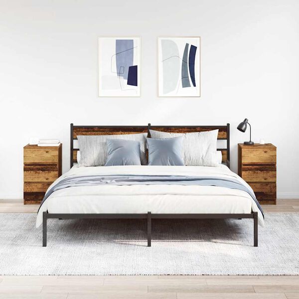 vidaXL S&auml;ngbord med 3 l&aring;dor 2 st gammalt tr&auml; 39x35x65 cm