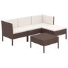 vidaXL Loungegrupp med dynor 5 delar konstrotting brun