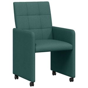 vidaXL Matstolar med hjul 2 st tyg M&ouml;rkgr&ouml;n 58 x 65 x 94 cm