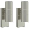 vidaXL Utomhus v&auml;gglampa 2 st Silver 7 x 10 x 22 cm