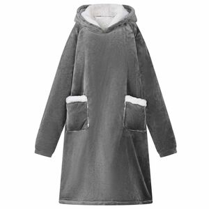 vidaXL Filt-hoodie M&ouml;rkgr&aring; M Fleece och Flanell