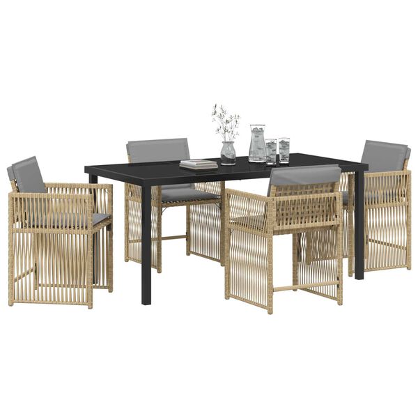 vidaXL Tr&auml;dg&aring;rdsm&ouml;belset 5 pcs Beige konstrotting