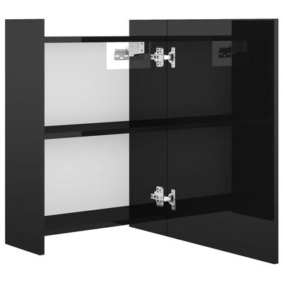 vidaXL Spegelskåp för badrum svart högglans 62,5x20,5x64 cm spånskiva