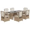 vidaXL Matgrupp f&ouml;r tr&auml;dg&aring;rden med dynor 7 delar beige konstrotting