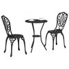 vidaXL Trädgårds Bistro Set 3 pcs Svart Aluminium