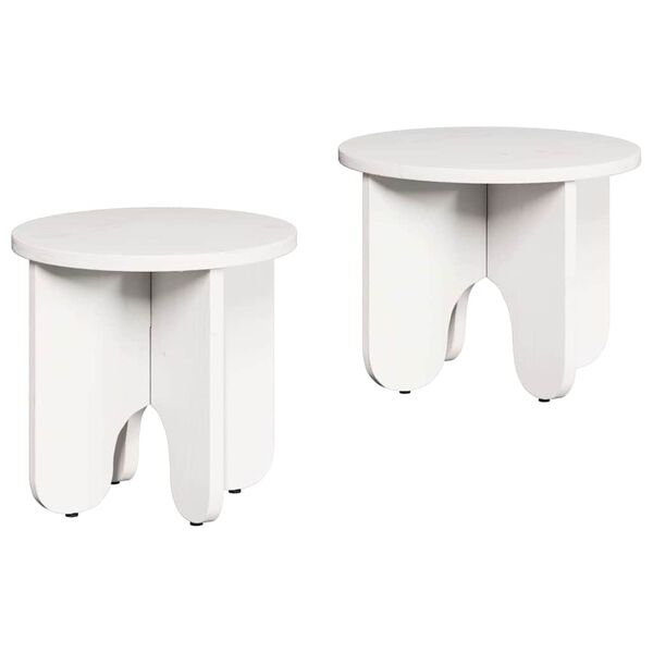 vidaXL Kaffeebord 2 pcs Vit Massivt tallträ