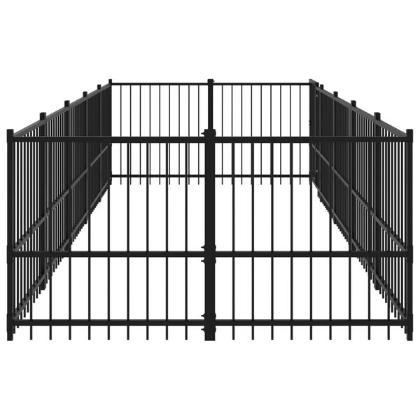 vidaXL Hundgård för utomhusbruk stål 9,38 m²